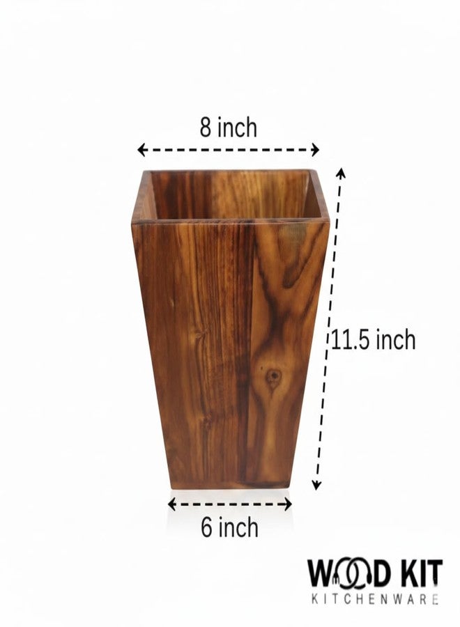 WOODKIT Handcrafted Sheesham Wood Dustbin - Eco-Friendly Wooden Trash Bin for Home, Office, or Bathroom - Stylish and Durable Waste Basket - Rustic Home Decor & Functional Storage Solution - Image 3